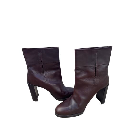 STUART WEITZMAN Pully dark brown leather high heel ANKLE BOOTS - Picture 9 of 11